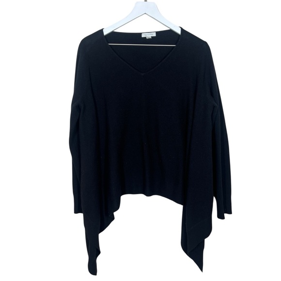 Garnet Hill Black V-Neck Poncho-Style Cashmere Sweater Size XS - Picture 1 of 8